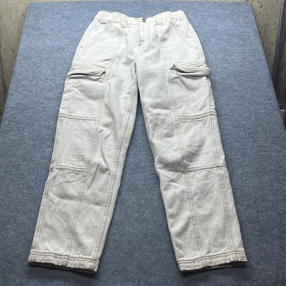 Pacsun Bone Cream Utility Cargo Pants Trousers Straight Leg Pull On - Picture 2 of 8